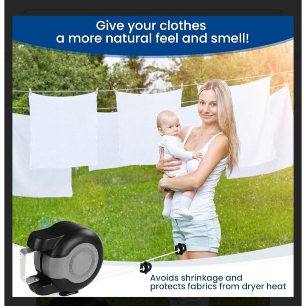 Retractable Double Clothesline – 49 ft x 2 Heavy Duty Clothes Line